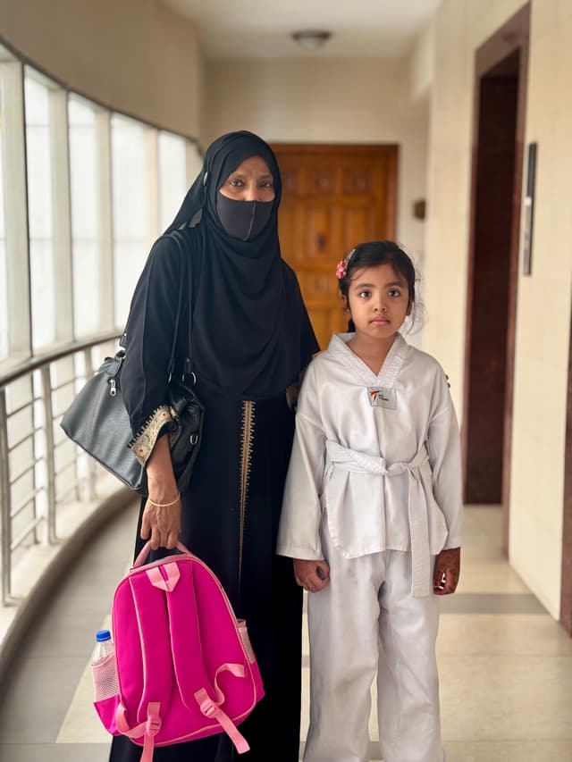 Going to Taekwondo class with Grandam